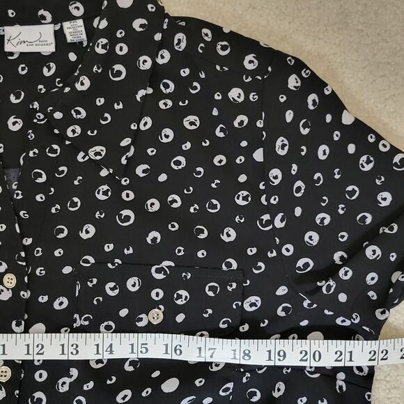 Kim Rogers Petite XL Button Up Blouse Collar Long Roll Tab Sleeve Breast Pockets - Picture 12 of 16